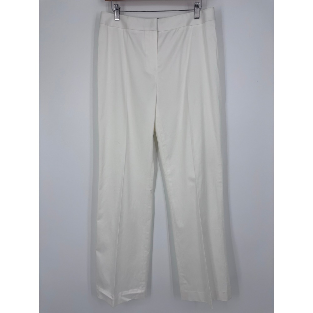 Lafayette 148 New York Straight Leg Dress Pants Women 8 White Trousers *FLAW